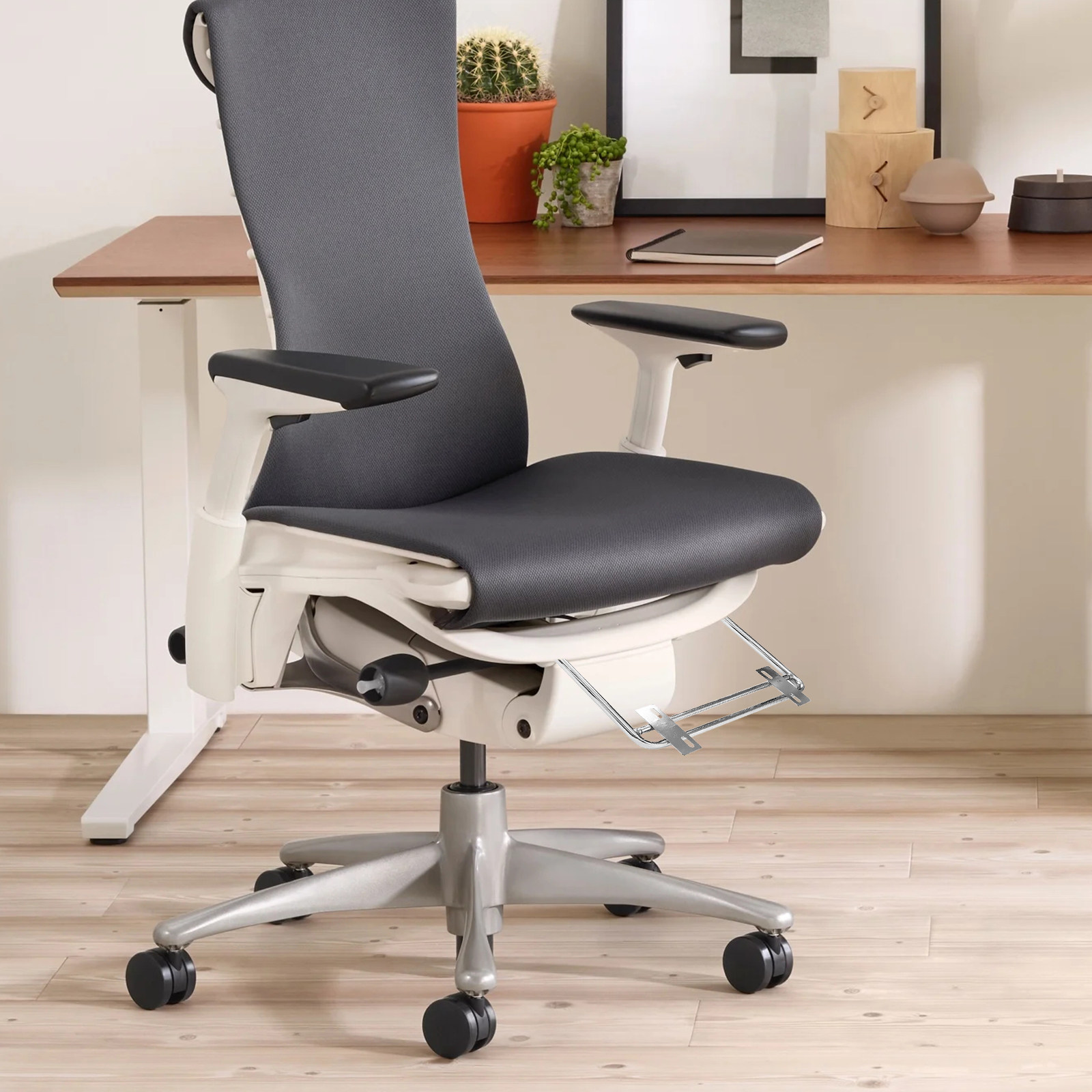 Footrest Under Desk - ที่พักเท้าปรับระดับได้แบบยืดหดได้ 2 ชิ้น อุปกรณ์เสริมสำหรับเก้าอี้ รองรับเท้าใต้โต๊ะ ออกแบบตามหลักสรีรศาสตร์